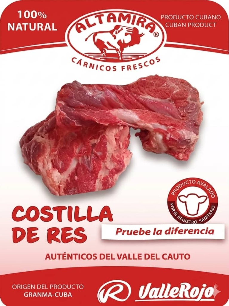Costilla de Res paquete de 1.5 a 2.0 Kg